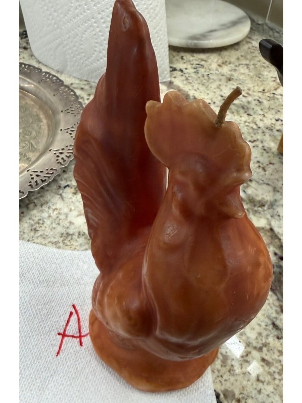 2 VTG Candelier Handcrafted Figural Wax Rooster Candle Rustic Farmhouse Cottage - Picture 12 of 16